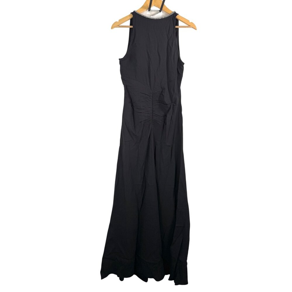 J.Crew Collection Full-length embellished ruched dress black 90s maxi sz 8 - Picture 5 of 11
